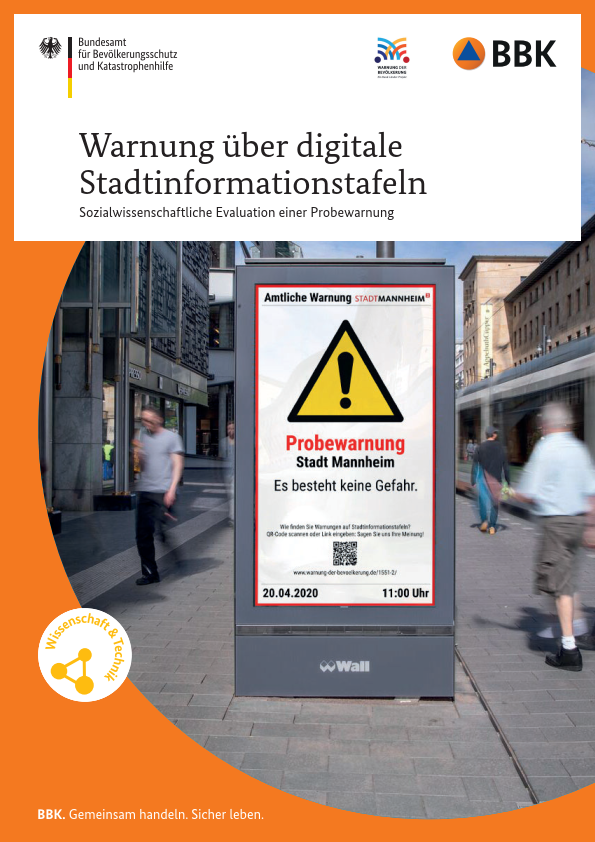 Titelbild der Publikation Warnung über digitale Stadtinformationstafeln