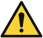 Das Symbol Warnung. Ein schwarzumrandetes Dreieck, das mit gelber Farbe ausgefüllt ist. Darin ist in schwarzer Farbe ein Ausrufezeichen abgebildet.